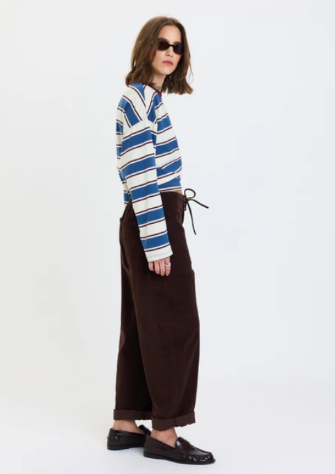 Daze Denim Villa Drawstring Barrel Pant in Chocolate