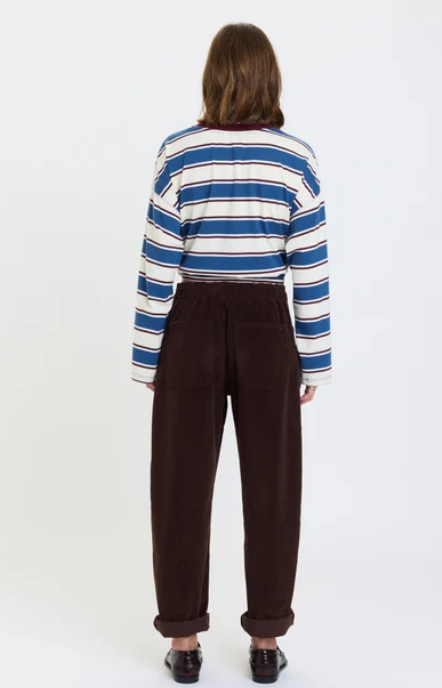 Daze Denim Villa Drawstring Barrel Pant in Chocolate
