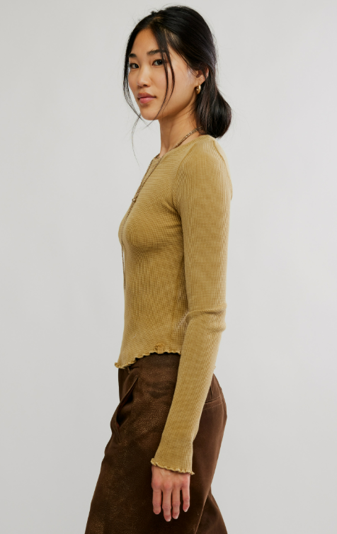 Free People Easy Does It Tee in Golden Eagle