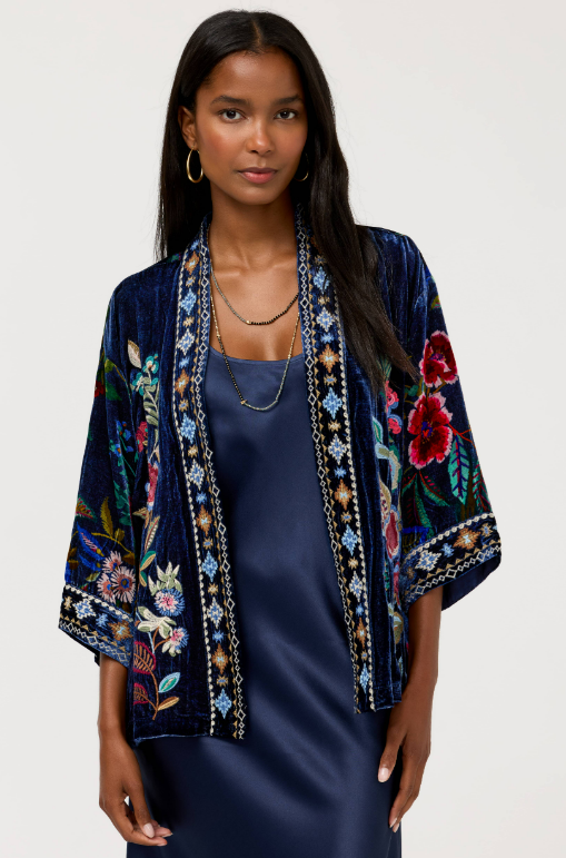 Johnny Was Collection Velvet Cropped Kimono
