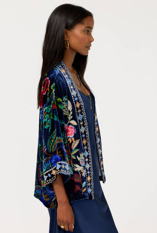 Johnny Was Collection Velvet Cropped Kimono