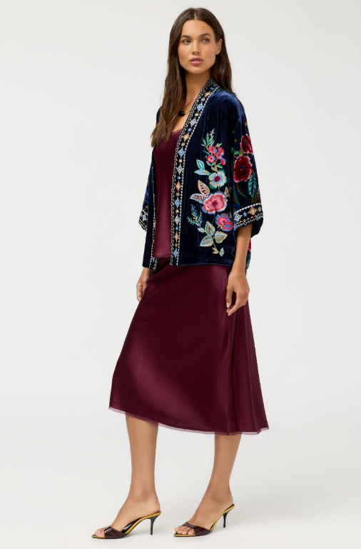Johnny Was Collection Velvet Cropped Kimono