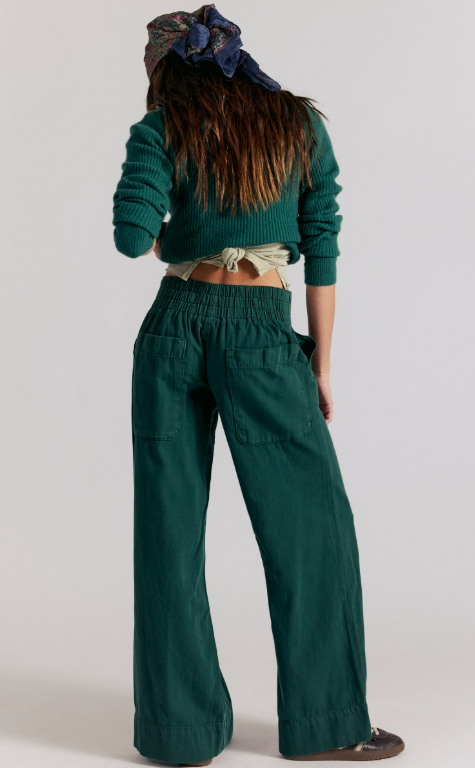 Free People Breezy Denim Pull On in Pine Needle