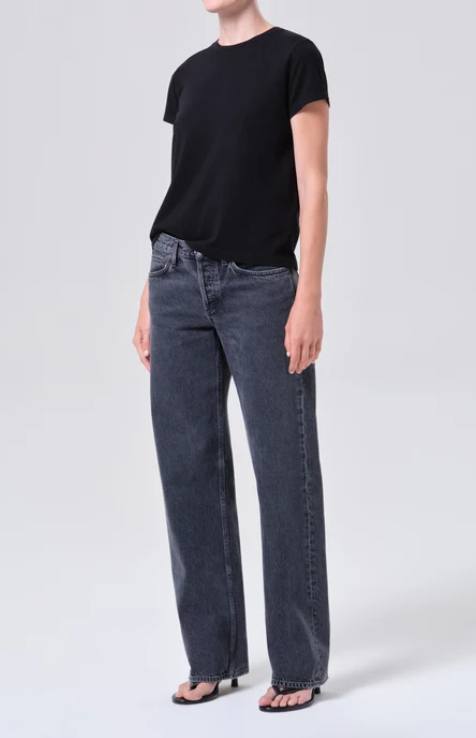 AGOLDE Long Line Adine Tee in Black