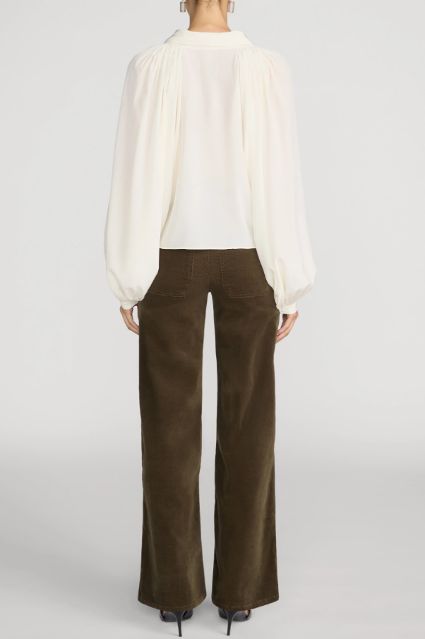 FRAME Le Slim Palazzo Modernist Pocket Corduroy in Rich Military