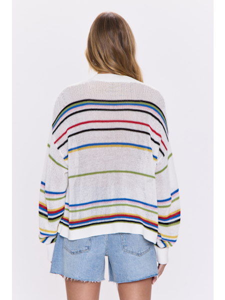 PISTOLA Eva Sweater in White Multi Stripe