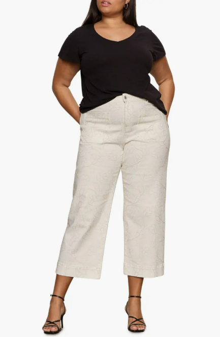 Sanctuary The Marine Pant in Chalk with Embroidery