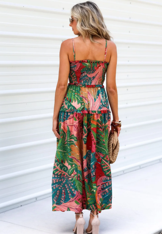 NYLAND Drawing Dream Cutout Smocked Maxi Dress