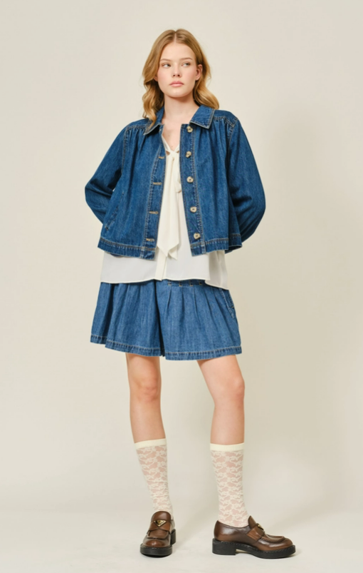 NYLAND Jacinda Flared Collar Denim Jacket