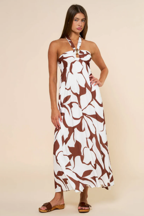 DEON Palm Halter Print Maxi