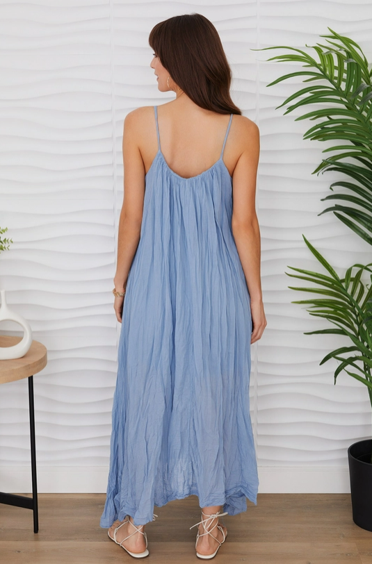 NYLAND Jhersi Spaghetti Strap Textured Gauze Maxi Dress
