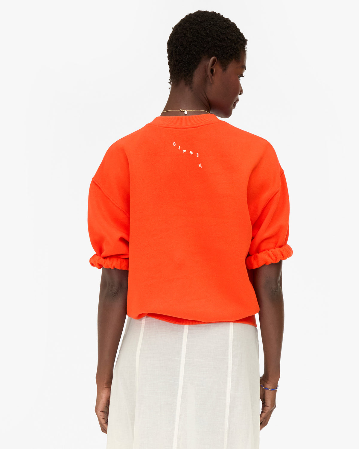 Clare V. Short Sleeve Oversized Sweatshirt in L'Orange