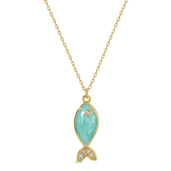 Splendid Iris Fish Pendant Necklace