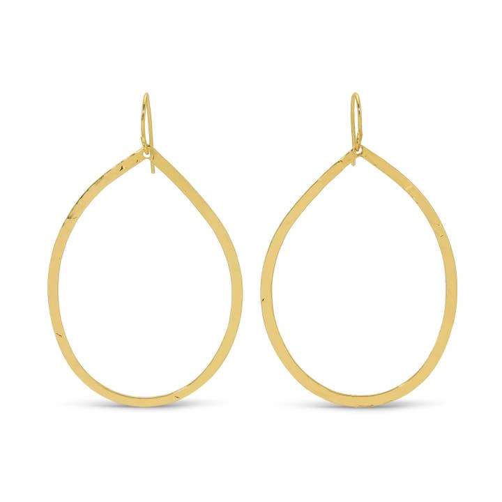 Splendid Iris Lightly Hammered Open Teardrop Earrings