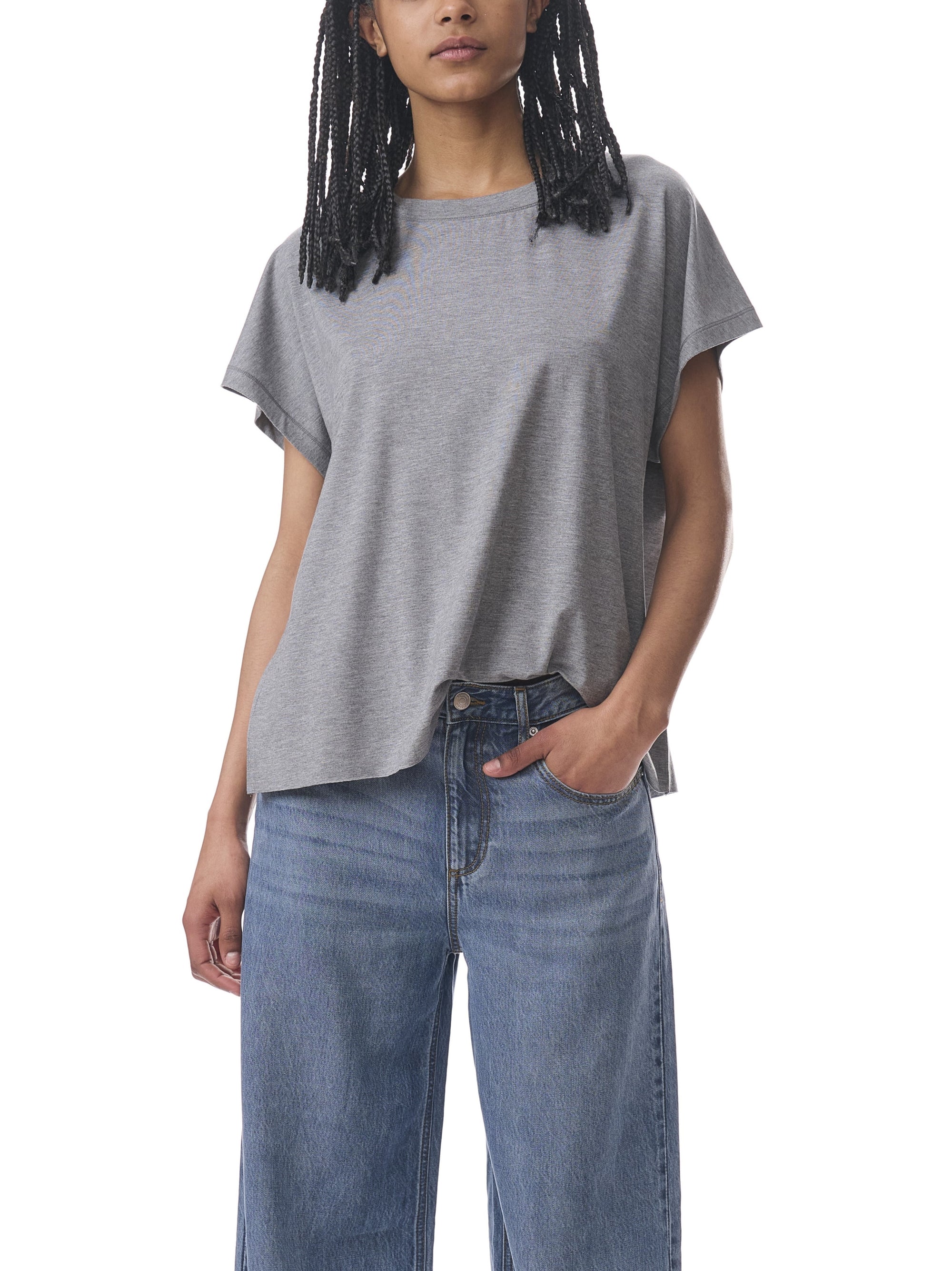 Splendid Tyra Short Sleeve Tee Heather Fog