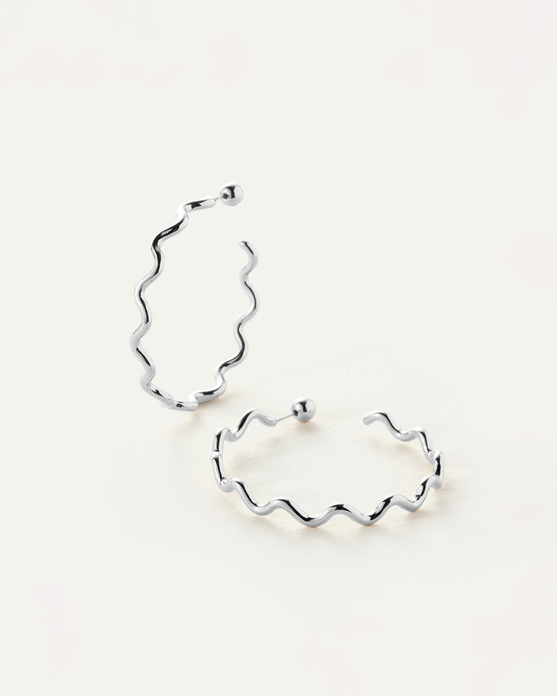 Jenny Bird Squiggle Hoops Silver