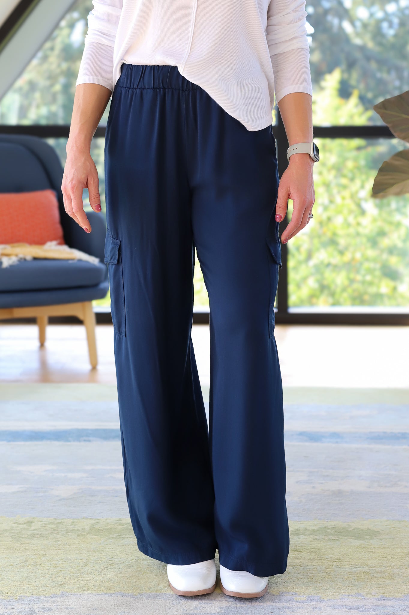 Stateside Dove Modal Wide Leg Cargo Pant Navy