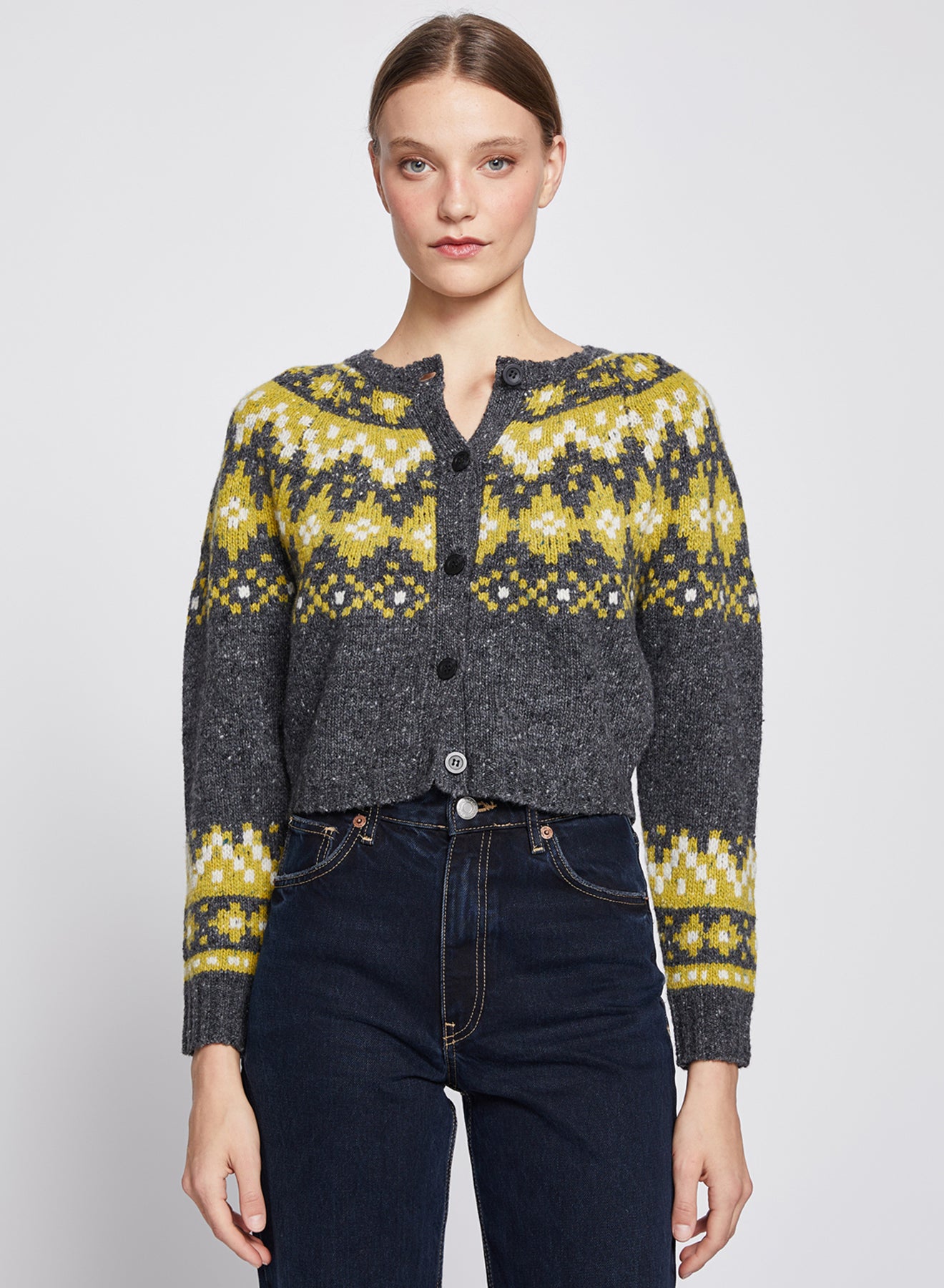 Stateside Faire Isle Cropped Cardigan