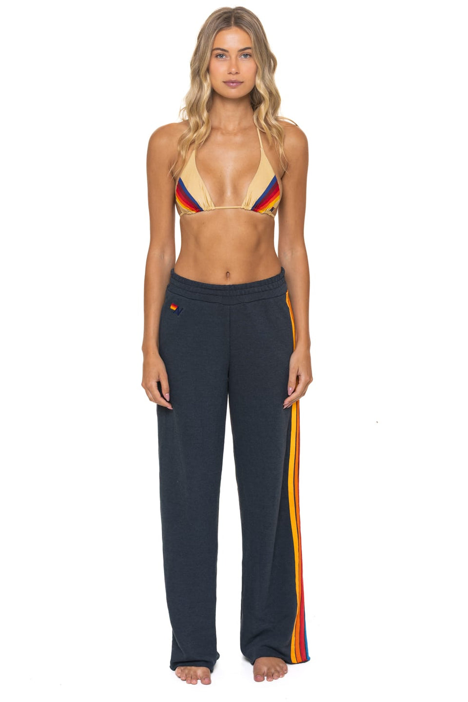 Aviator Nation 5 Stripe Wide Leg Sweatpants