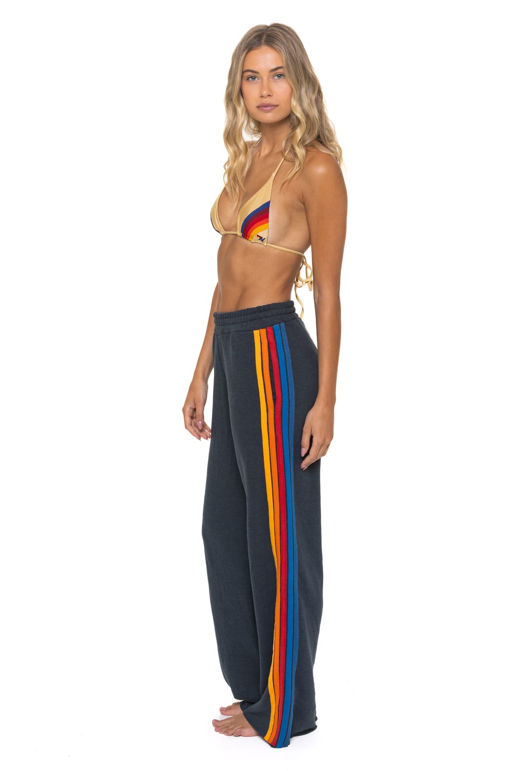 Aviator Nation 5 Stripe Wide Leg Sweatpants