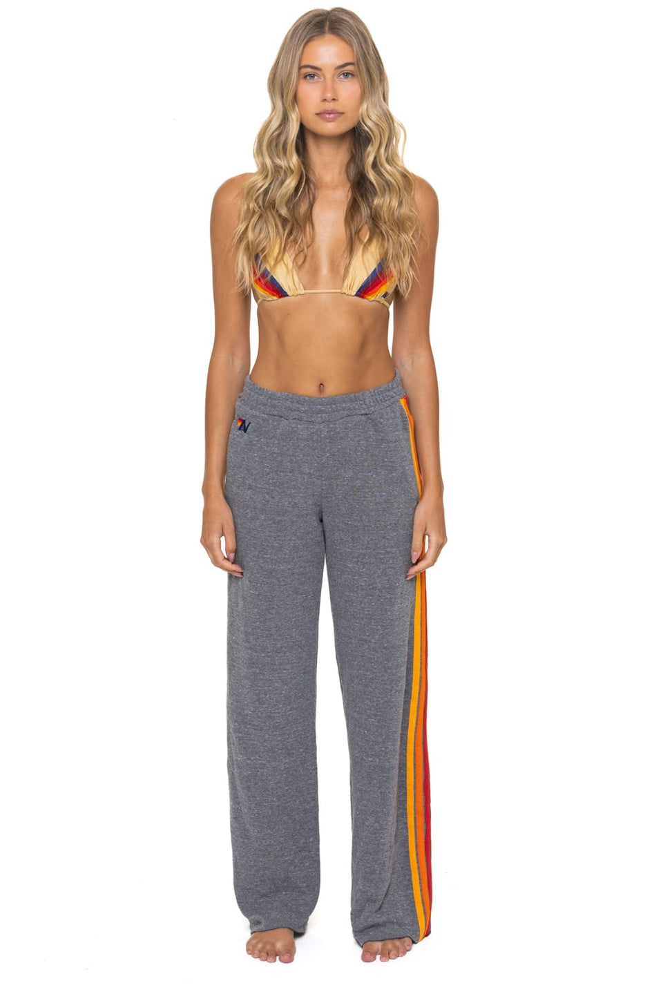 Aviator Nation 5 Stripe Wide Leg Sweatpants