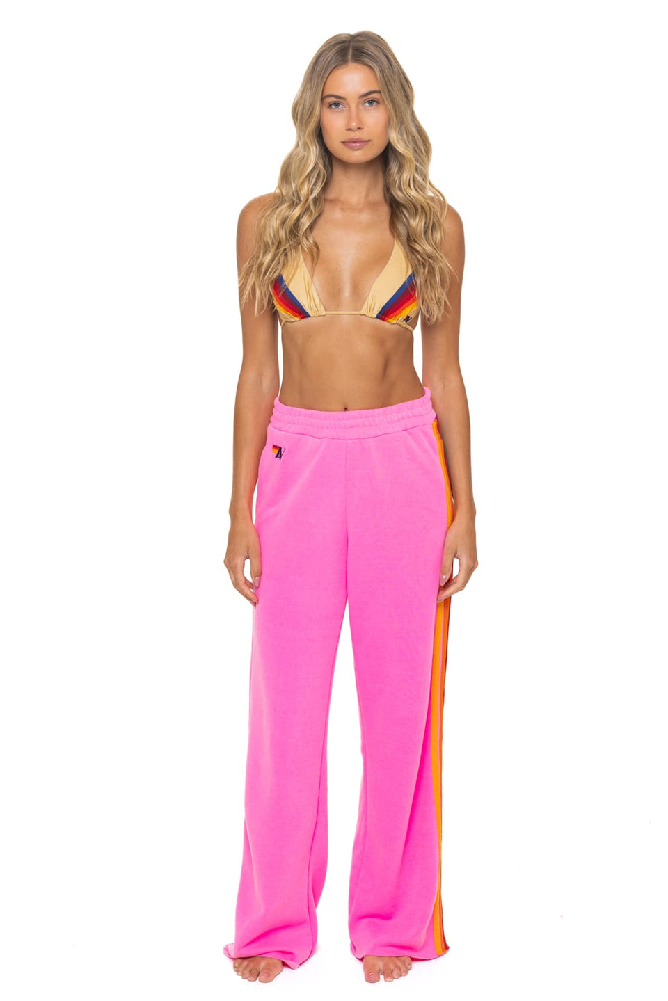 Aviator Nation 5 Stripe Wide Leg Sweatpants