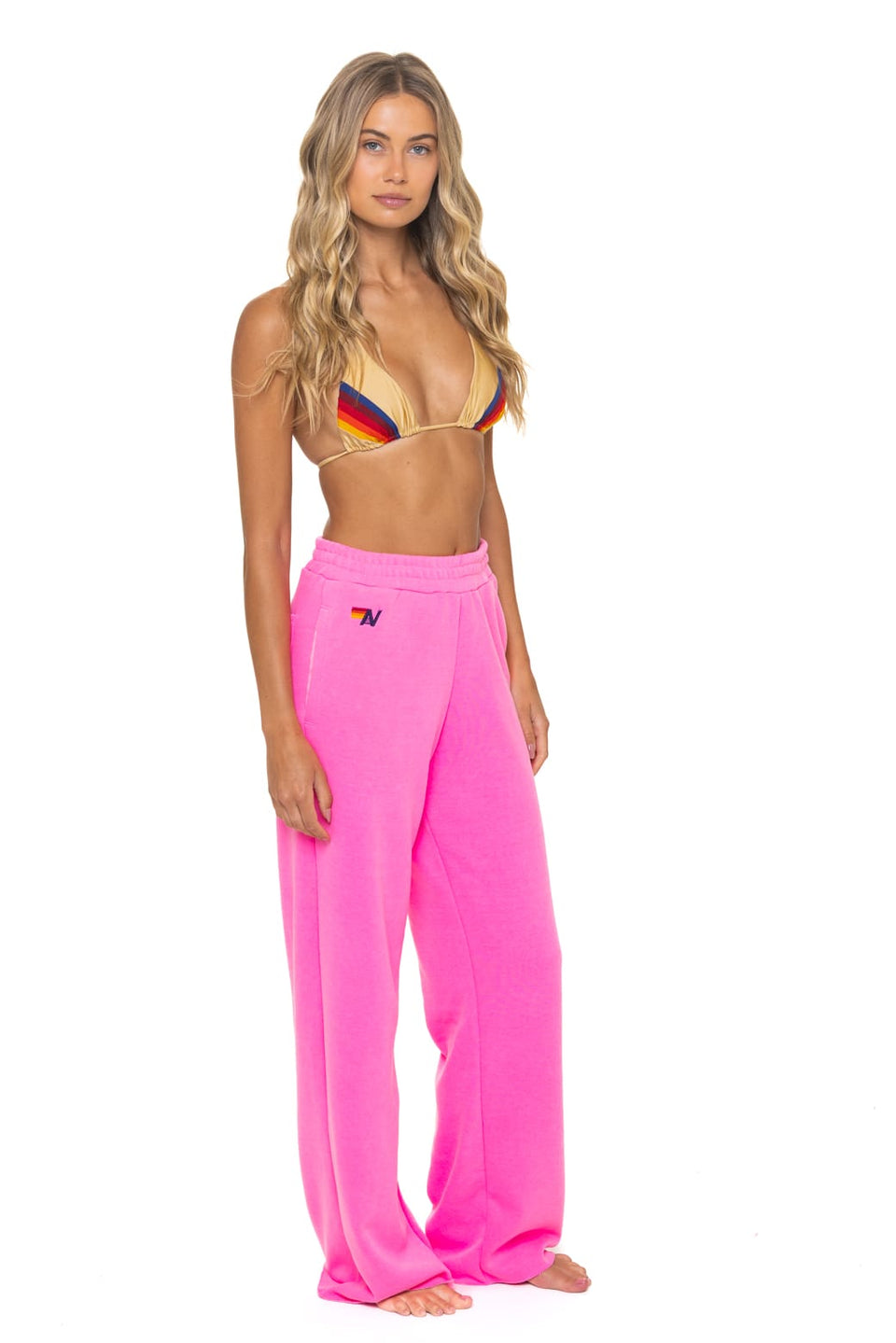 Aviator Nation 5 Stripe Wide Leg Sweatpants