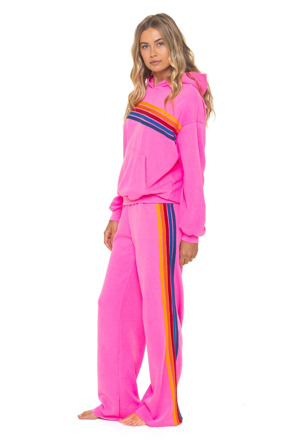 Aviator Nation 5 Stripe Wide Leg Sweatpants
