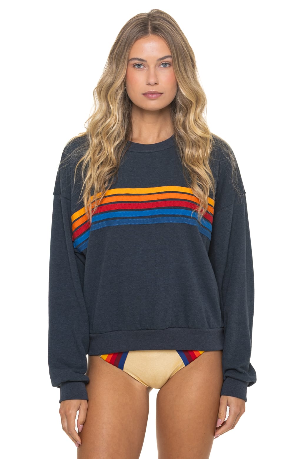 Aviator Nation 5 Stripe - Crew Sweatshirt Relaxed
