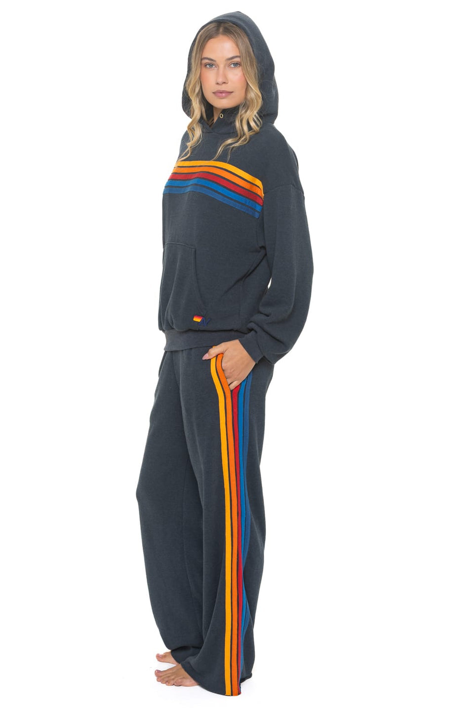 Aviator Nation 5 Stripe Wide Leg Sweatpants