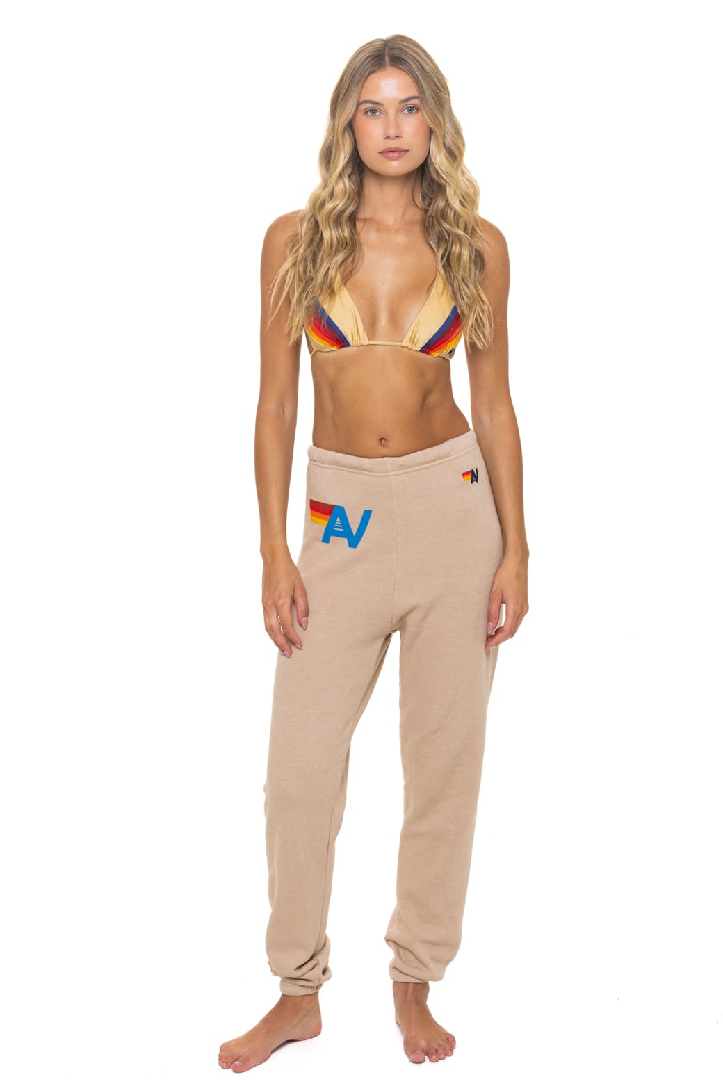 Aviator Nation Logo Sweatpants in Sand
