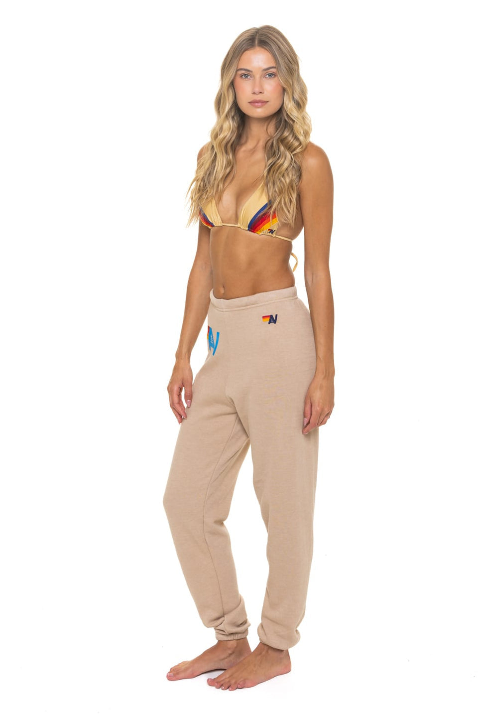 Aviator Nation Logo Sweatpants in Sand