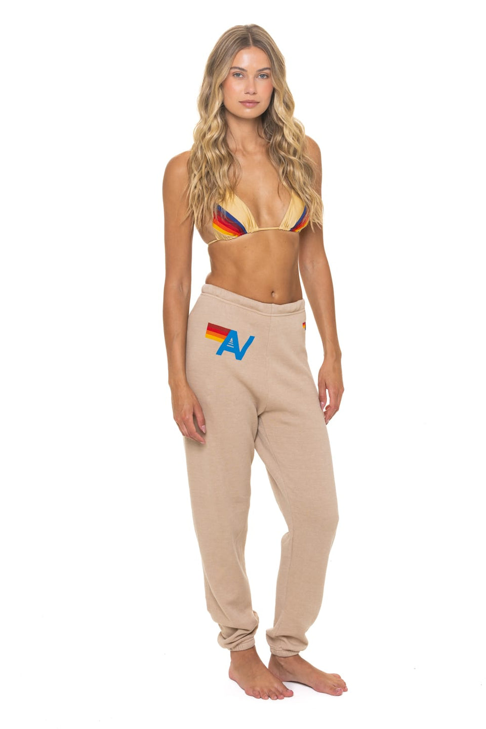 Aviator Nation Logo Sweatpants in Sand