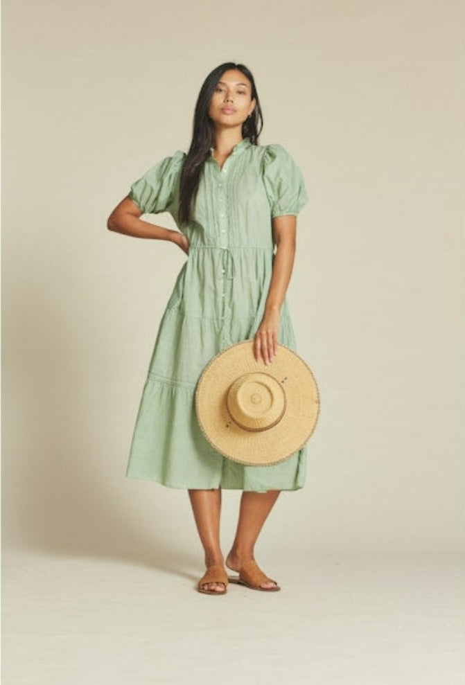 Birds of Paradis by Trovata Hildie Dress Green Houndstooth