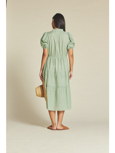 Birds of Paradis by Trovata Hildie Dress in Green Houndstooth