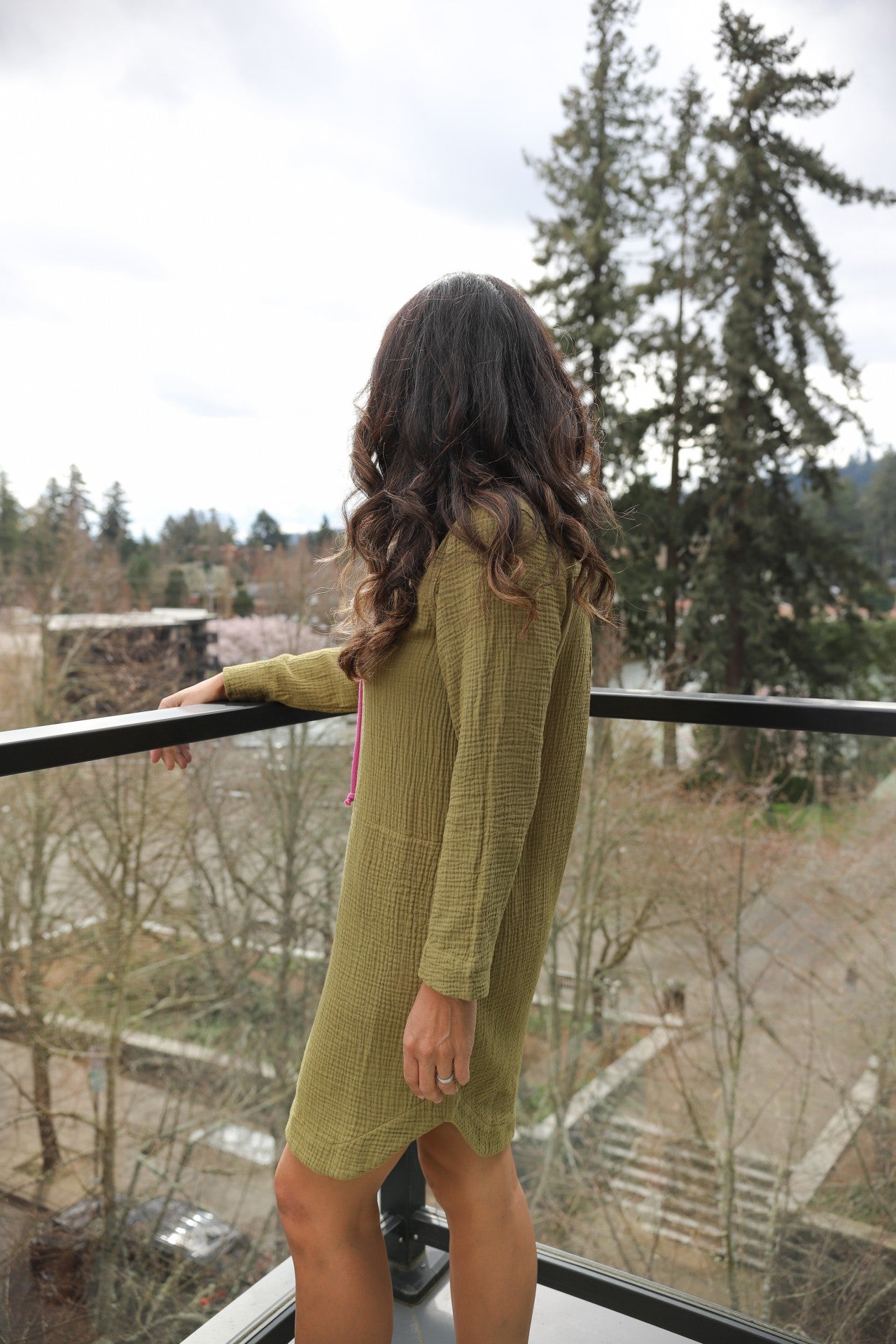 Sundry Mini Lace Up Dress Olive / S Sundry Mini Lace Up Dress Olive / S