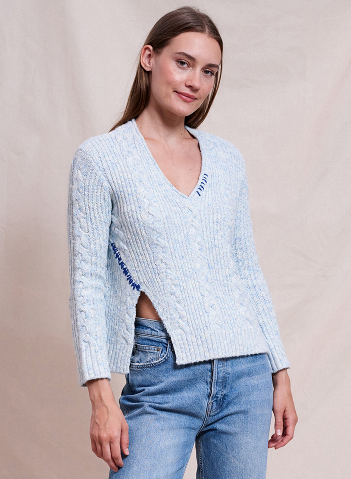 Sundry Marl V-Neck Sweater Icicle