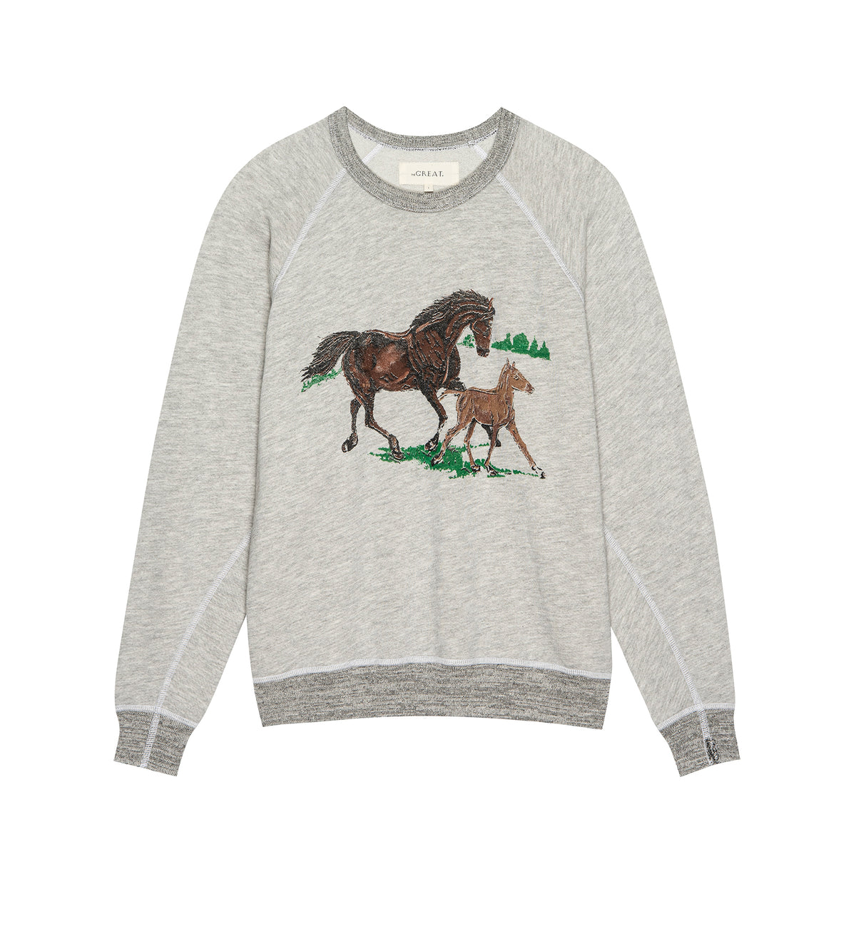 THE GREAT. The College Sweatshirt w/ Running Horses