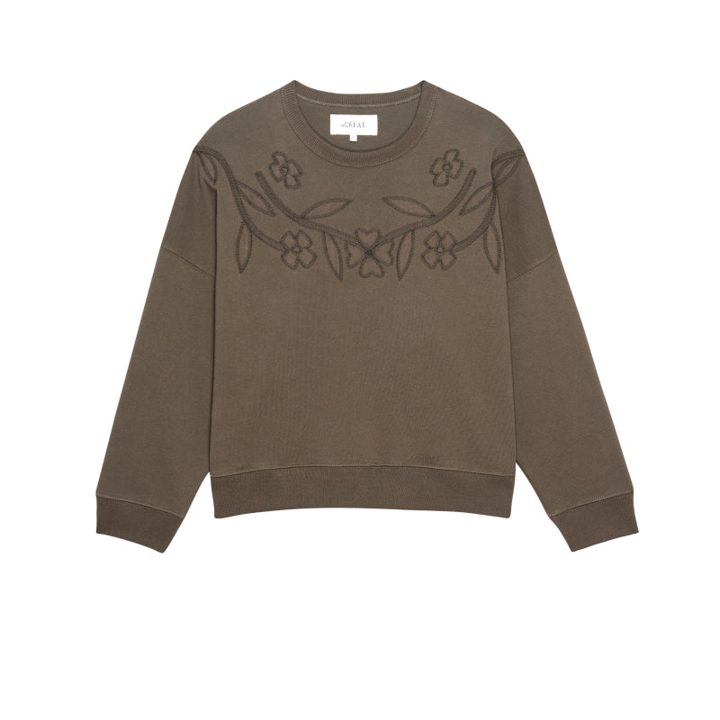 THE GREAT. The Floral Applique Teammate Sweatshirt
