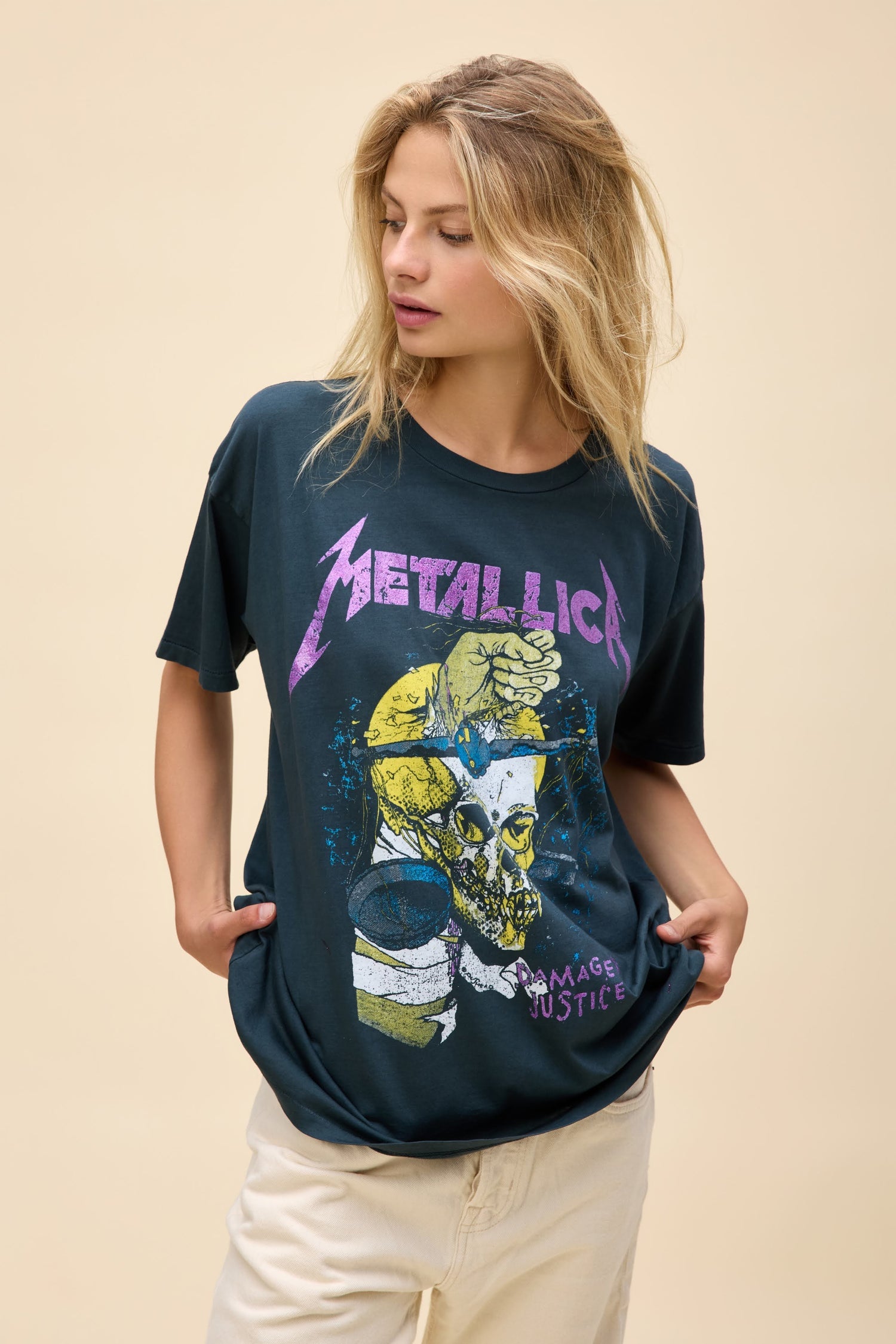 DAYDREAMER Metallica Damaged Justice Merch Tee - Adorn