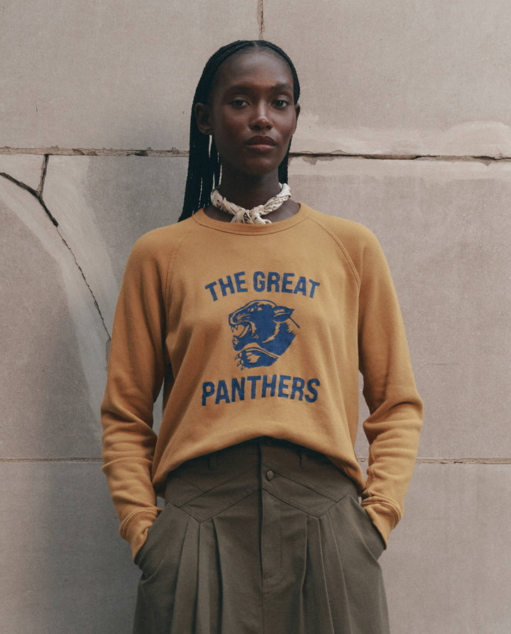 THE GREAT. The Fleece Rookie Sweatshirt w/Growling Panther True navy