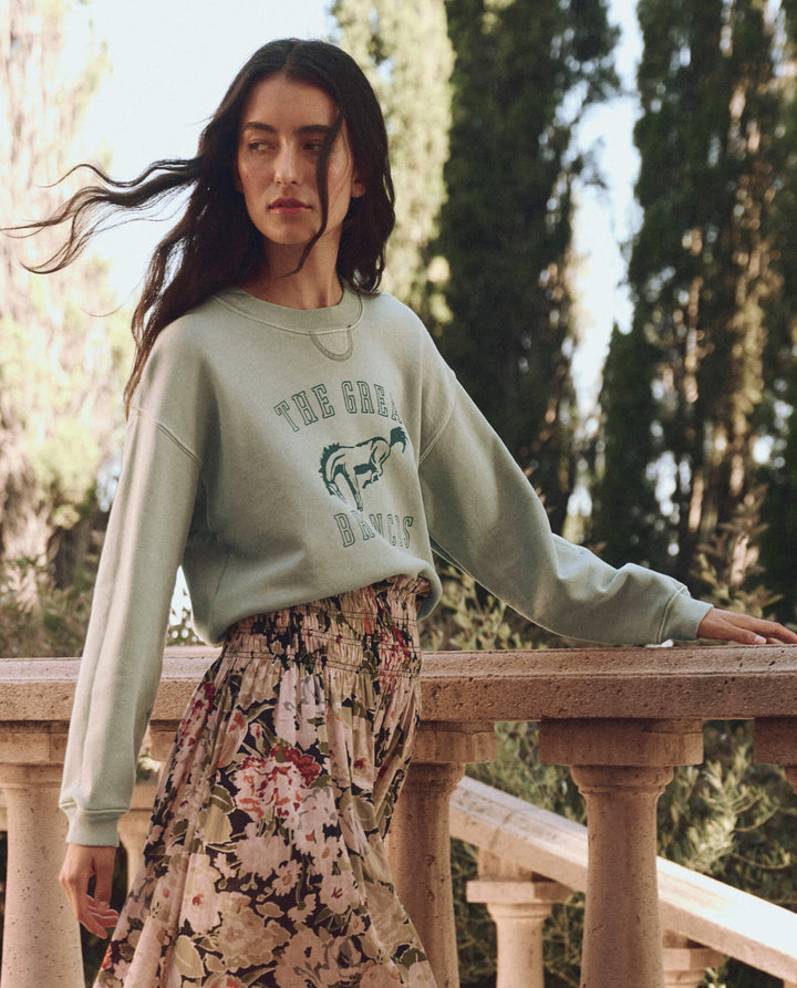 THE GREAT. The League Sweatshirt w/ Bucking Bronco Graphic