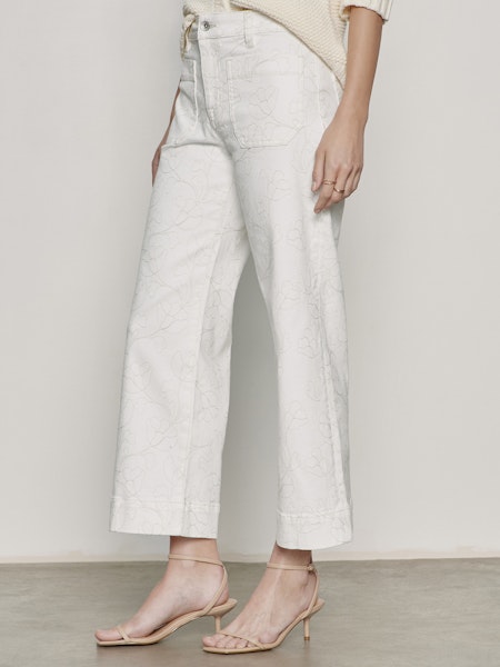 Sanctuary The Marine Pant in Chalk with Embroidery