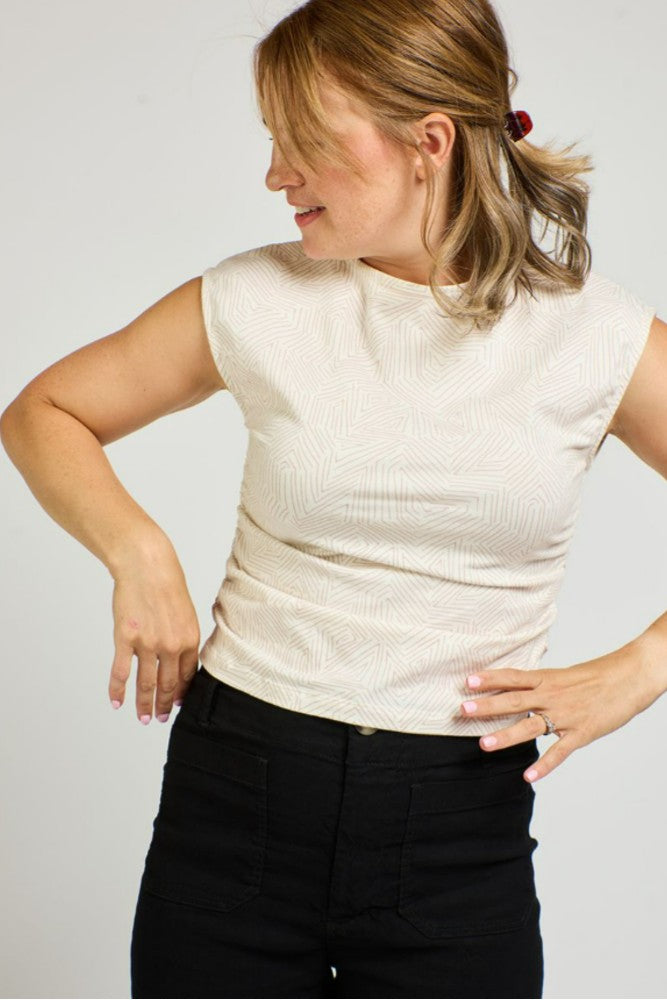 Mata Traders Ruched Top in Tree Rings Shell