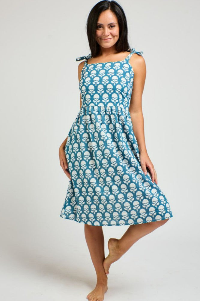 Mata Traders Provence Midi Dress in Marigold Blue