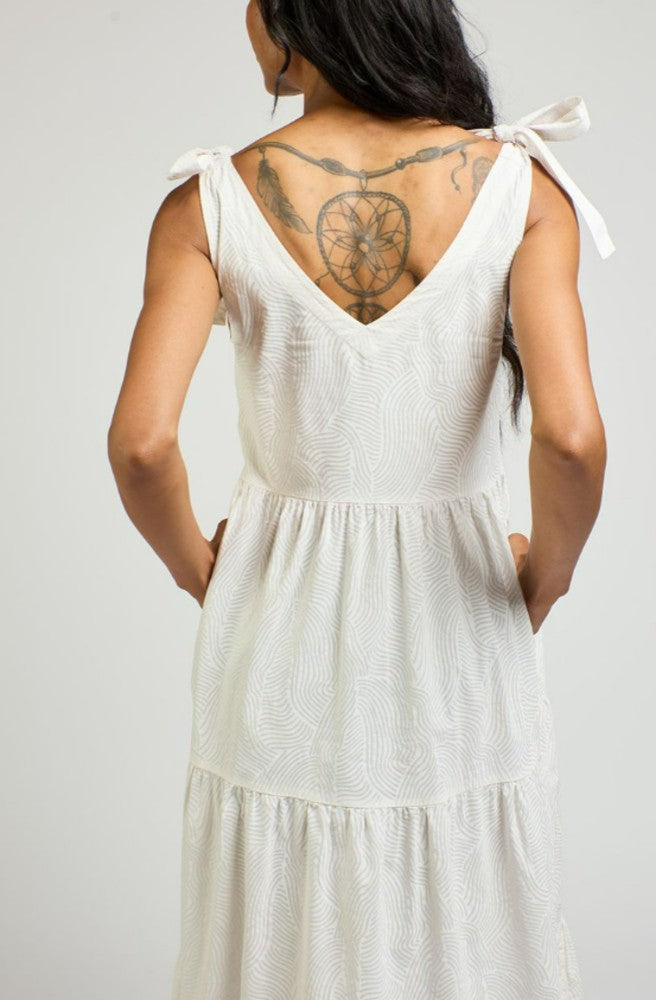 Mata Traders Lorelei Tiered Dress in White Waves