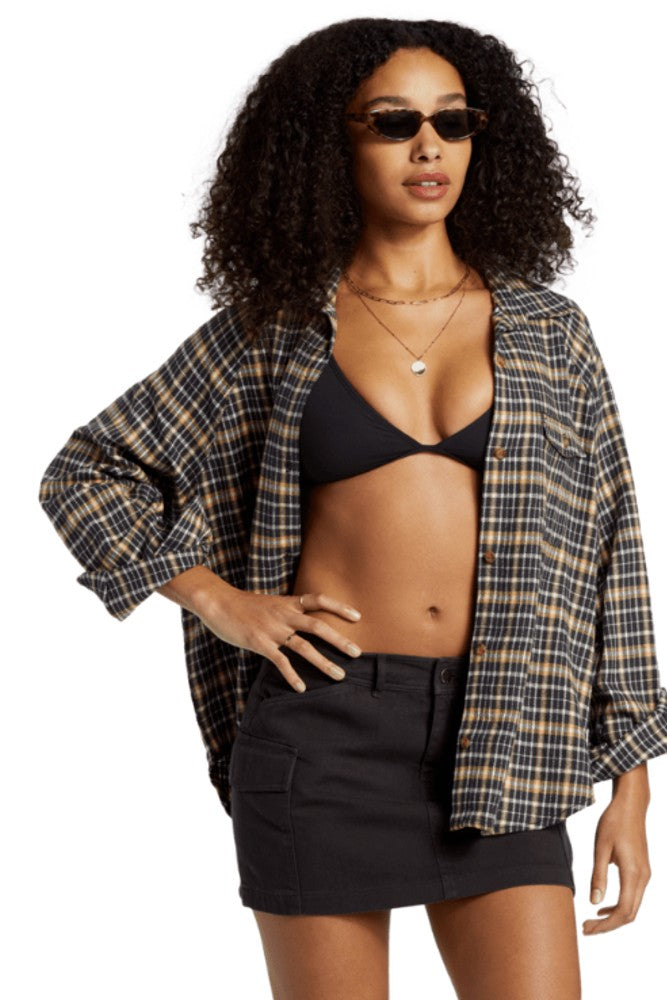 Billabong Best Time Button Down Flannel Shirt Hemp2