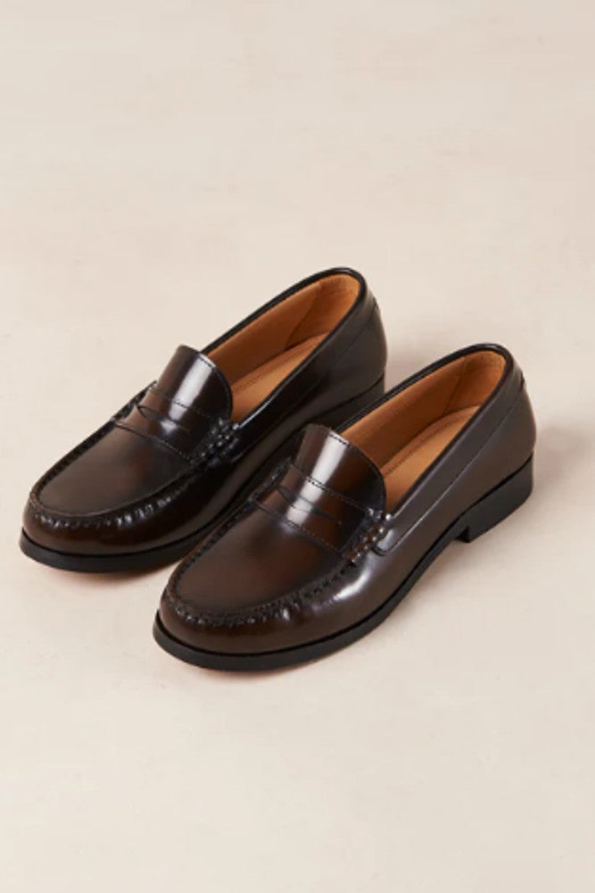 ALOHAS Rivet Brushed Leather Loafers Coffee Brown