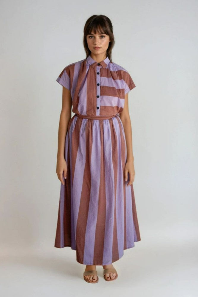 BEL KAZAN Avery Skirt in Chestnut Stripe