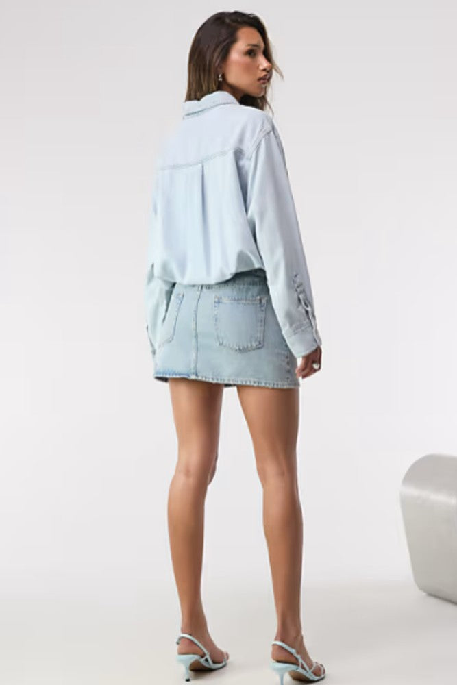 Good American Women's Denim Shirt Dress - Indigo795